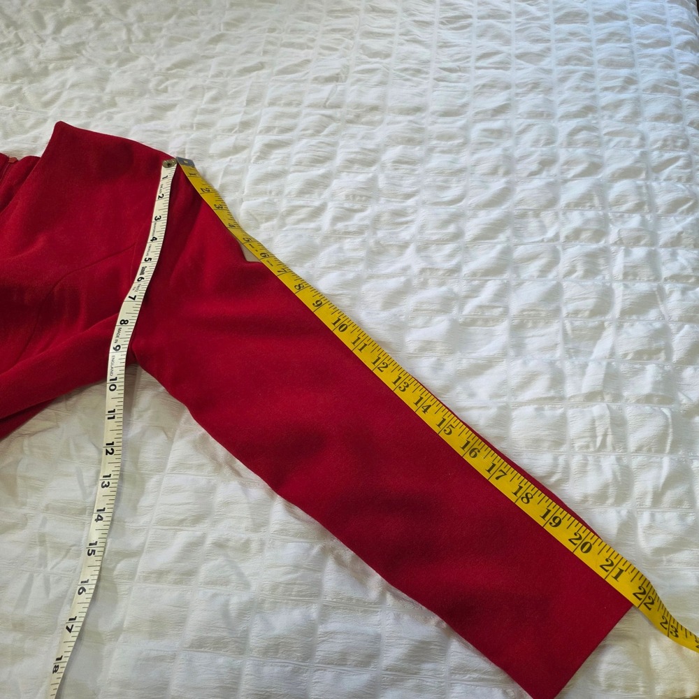 Casual Corner Petite Red Wool Rayon Peplum Sheath Dress Gold Buttons 10P Vintage - Picture 5 of 9